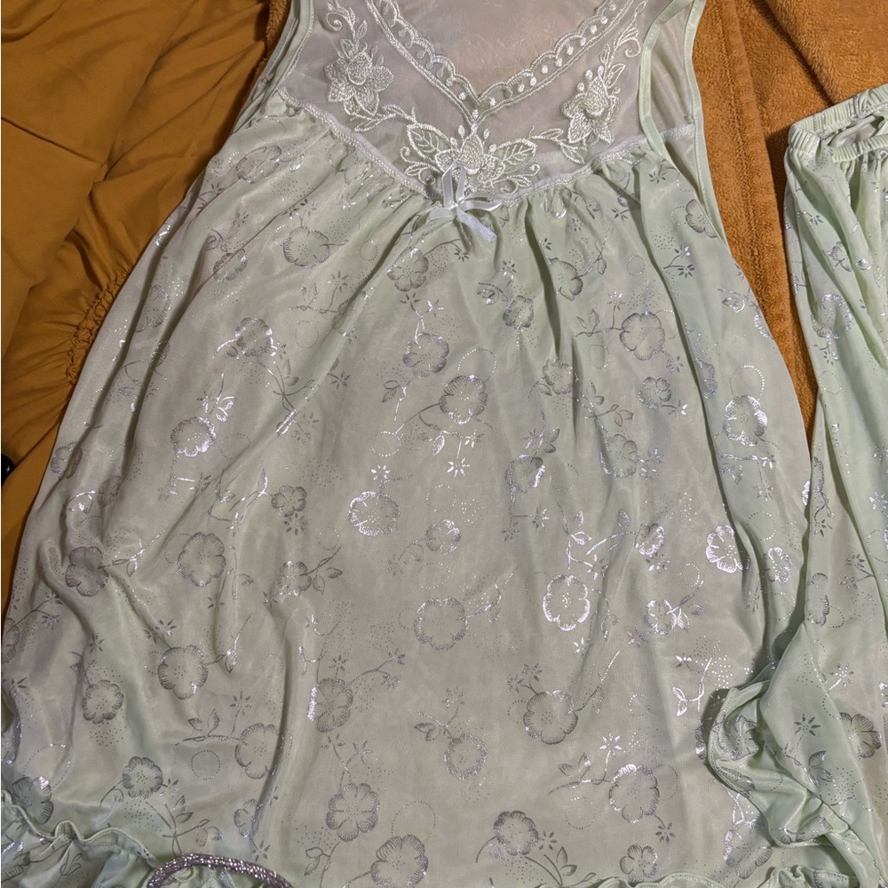 Sexy & Elegant Lace Trimmed Nightgown & Bottom.